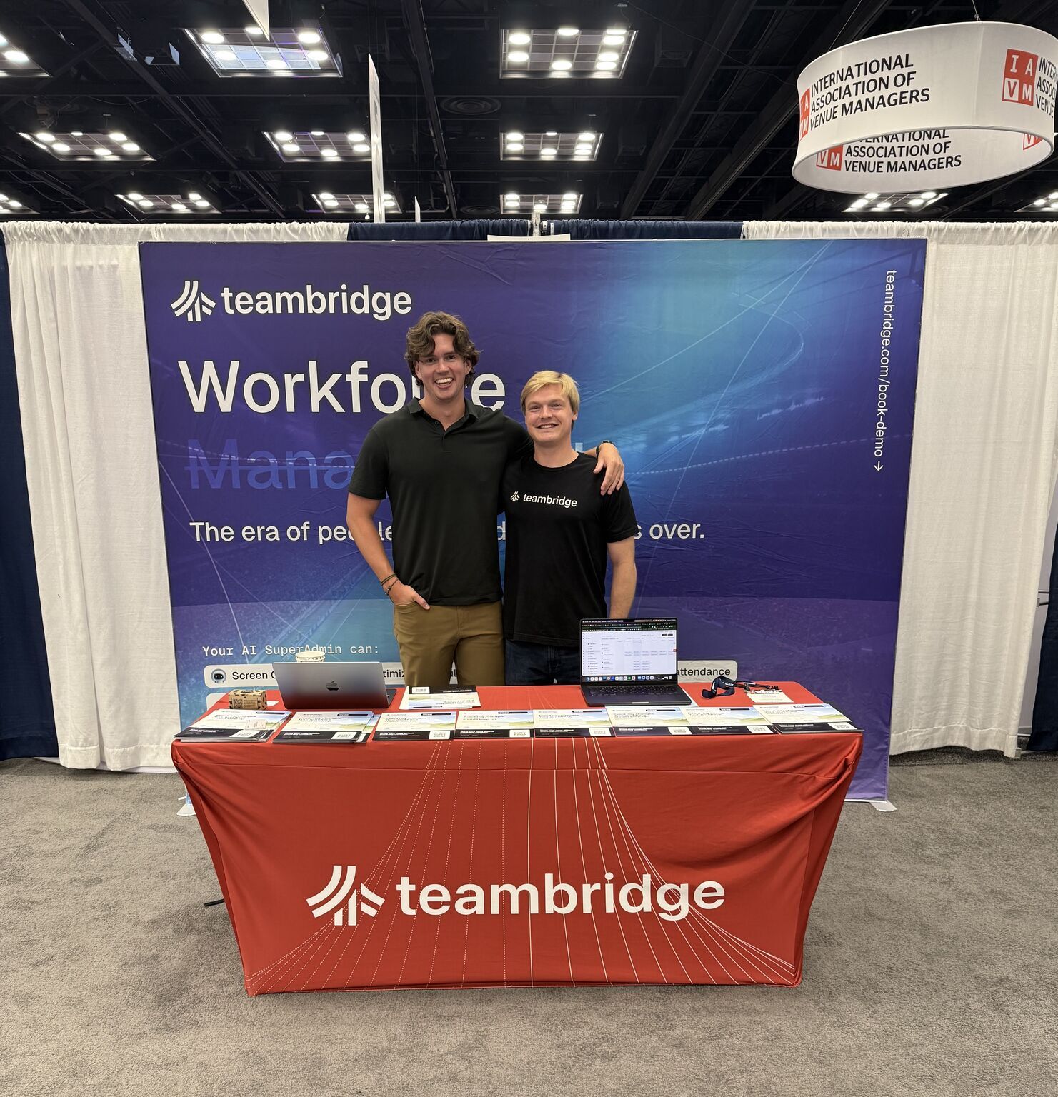 Jake Simpson and Kyle Johnston together at the Teambridge booth at a previous industry event